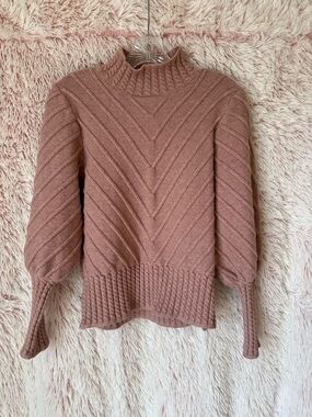 Catherine Malandrino Mauve Rose Chevron Mock Neck Sweater